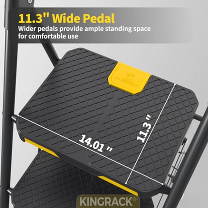 KINGRACK 2 Step Ladder, Sturdy Steel Step Stool with Safe-Lock Design, Handrail, Anti-Slip Wide Pedals, Pass 800lbs Load Testing, Folding Portable Ladder for Multi-Purpose, Home, Kitchen, Black - size: 2-Step