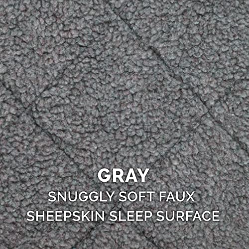 Furhaven Dog Bed for Large Dogs, 100% Washable, Sized to Fit Crates - Sherpa Fleece Bolster Crate Pad - Gray, Extra Large/XL, 42.0"L x 26.0"W x 3.0"Th - color: Gray, size: X-Large