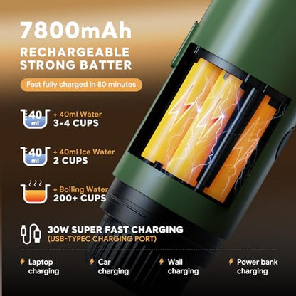 Portable Electric Espresso Machine, Travel Coffee Maker for Camping, Car Coffee Maker Self-Heating with USB-C, 20 Bar Coffee Maker With Ground Coffee & NS Capsule for RV, Hiking, Office(Green) - color: GREEN