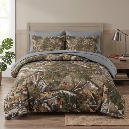 Nesker 5 Pcs Comforter Set Twin Size, Vintage Woodland Bedding Set for Kids and Adults, Hunting Camo Bed Sheet Sets with Fitted Sheet Pillowcase & Sham - color: Camo 2, size: Twin