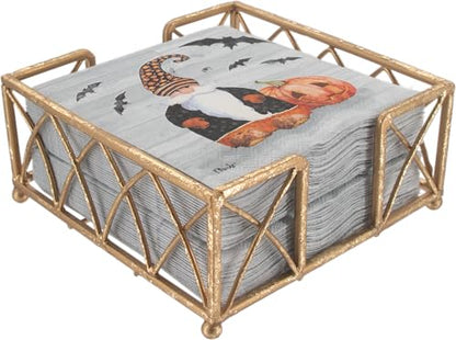 Boston International Arch Design Cocktail Napkin Holder Caddy, Gold Leaf - color: Gold Leaf, size: 5.25 x 5.25-Inches