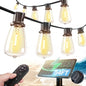 addlon 54FT(48+6) Solar String Lights Outdoor Waterproof with USB Port & Remote Control Dimmable Solar Patio Lights IP65 Solar Powered Edison LED Bulbs for Outside Bistro Camping - size: 54FT