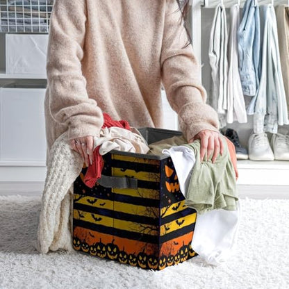Halloween Flag Foldable Storage Box with Handle Organizer Containers for Home Office Clothes Office Supplies - color: style-9