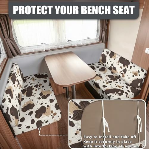 Cow Pattern RV Dinette Cushion Covers Stretch Camper Cushion Slipcover Furniture Protector 1 Bench Cover 1 Backrest Cover RV Accessories for Inside - color: Cow Pattern