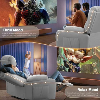 Reclining Loveseat, 55.1" RV PU Leather Wall Hugger Recliner Love Seats Sofa with Charging Station, Removable Armrest, Cup Holder, Double Recliners Couch, Manual Love Seat for Living Room - color: Light Gray, size: Hera - Loveseat