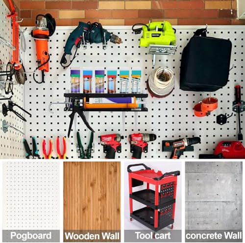 Wall-Mounted Caulking Gun Holder,6-Hole Caulk Gun & Tube Rack,Sealant Organizer with Horizontal Base,Work Truck Van Storage Organizer,Holds Caulk Gun, Sealant Tubes & Nozzles (16.54x4.33x4.33 Inches)