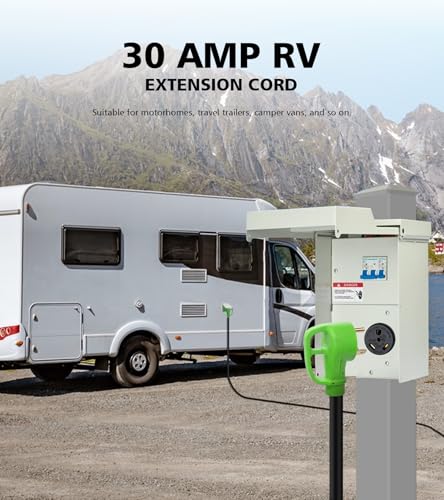 30 Amp RV Extension Cord 15 FT, NEMA TT-30P/R Plug with Grip Handle, 3750W Heavy Duty 3x10 Gauge Power Cord for RVs/Campers/Travel Trailers