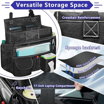 LIWSHWZ Seat Organizer Front Seat,Patrol Bag Law Enforcement with Large Storage,Universal Fit for Front & Back Seats,Dedicated Tablet and 17 Inch Laptop Storage,for Truck Office, Police,Black - size: 17.72" L x 13.78" W x 5.9" H