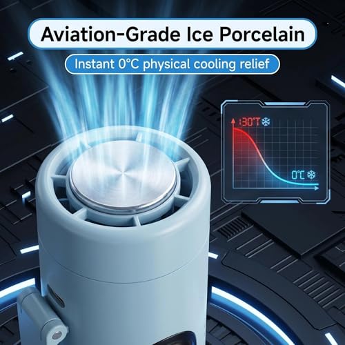 Portable Handheld Fan with Ice Cooling Plate, 3 in 1 Mini Personal Fan with Light & Clip, 5 Speed Rechargeable Fan with LED Display & Hidden Stand, Hands Free Camping Fan for Travel, Desk (Blue) - color: F9A-B2