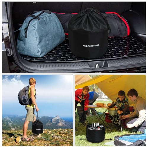 Camping Cookware Mess Kit Bag, High Capacity Camping Tableware Storage Bag, Drawstring Heavy Duty Water Resistant Cookware Organizer for BBQ Outdoor Cooking Essentials (2)