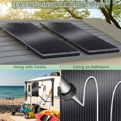 100W Flexible Solar Panel, Bendable 12V Monocrystalline, Ultra-Thin Bendable 3mm, Mono Off-Grid Charger for Marine RV Cabin Van Car Boat Curve Surfaces - size: 100W Panel