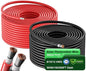 Bateria Power 2x50 Feet Solar Panel Wire, 12AWG (4mm²) Tinned Copper Solar Panel Extension Cable PV Wiring for Photovoltaic Solar System, Automotive RVs, Marine (50FT Red + 50FT Black) - color: Black+Red, size: 50Ft 12AWG