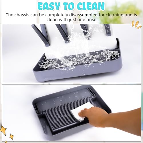 Baby Bottle Drying Rack: Space Saving Vertical Bottle Drying Holder with Brushes Holder - Large Bottle Storage Holder Organizer 12 Bottles & Baby Accessories,BPA-Free, Gray - color: Gray
