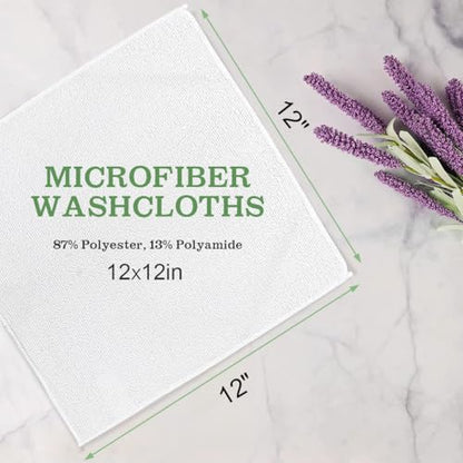 UNIMADE Washcloths Bulk - 100 Pack - Face Towels (12" x 12"), Highly Soft Wash Cloths and Hand Towels, Fast Drying Multi-Purpose Microfiber Cleansing Cloths for Bathroom, Hotel, Spa, and Salon - White - color: White, size: 100Pack