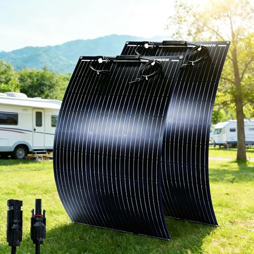 200W Flexible Solar Panel 12V Portable Power Charging with Waterproof IP67 for RV Boat Marine Outdoor Camping (2 Pcs 100W) - size: 200W Panel