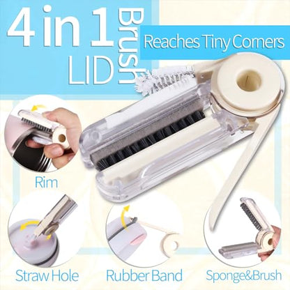 8Pcs Water Bottle Cleaner Brush Compatible with Stanley, Multipurpose Brush Cleaner Kit with Nylon Straw Brush 4 in 1 Bottle Gap Cleaner and Silicone Cup Cleaners - color: Gray