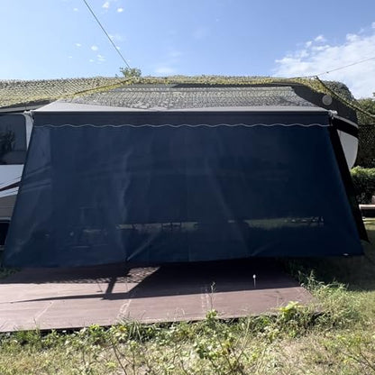 RV Awning Shade Screen Without Zipper 8'x17'3'',Black Mesh RV Awning Sun Shade Screen,Universal Trailer Camper RV Awning Screen with Complete Kit,Significantly Improves Shadow and Privacy - color: Black Without Zipper, size: 8'X17'3''for 18' RV Awning