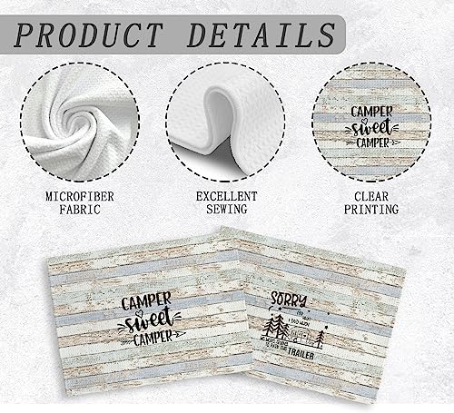Camper Sweet Camper Camping Kitchen Towels and Dishcloths Sets of 2,Campsite Cabin RV Absorbent Drying Cloth Hand Towels Tea Towels for Bathroom Kitchen,Gifts for Campers Camping Lovers,16×24 inches - color: Recreational Vehicle-1