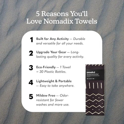 Nomadix Original Towel - Perfect for Beach, Pool, Travel, Camping, Yoga - Made with Recycled Materials - Super Absorbent - Sand Resistant - Mud Cloth - 72.5" x 30" - color: Mud Cloth