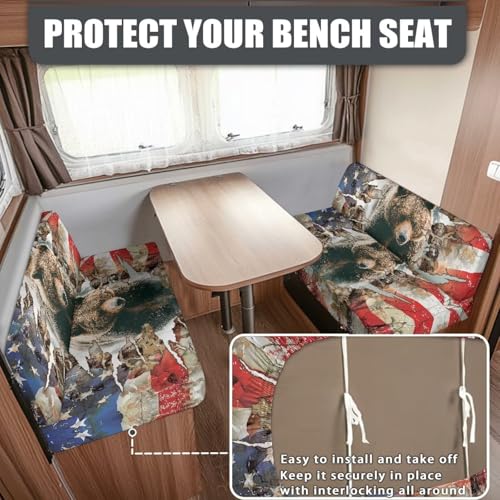 Branch Bear RV Dinette Cushions Replacement Covers, RV Stretch Sofa Seat Slipcovers Dinette Booth Set for Travel Trailer Couch - color: Branch Bear