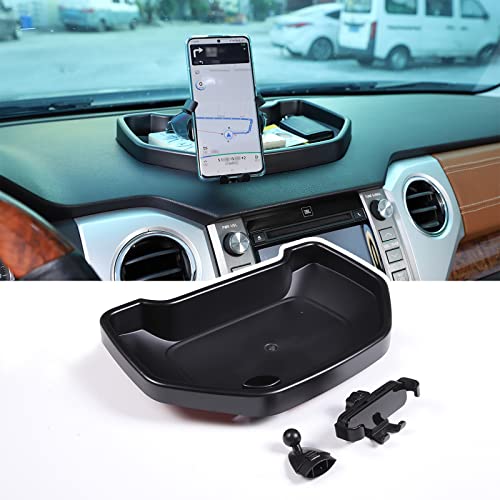 Black ABS Car Center Console Dash Table Storage Tray Fit for Toyota Tundra 2014-2021 Instrument Organizer Vertical Placement Phone Holder Cradle Accessories(with Mobile Phone Holder(B)) - style: With Mobile Phone Holder(B)