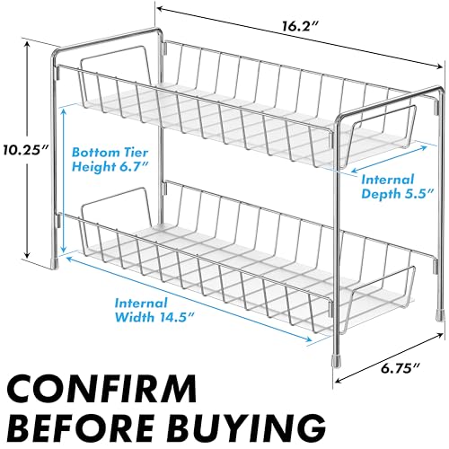 Simple Houseware 2-Tier Spice Rack Kitchen Organizer Countertop Shelf, Chrome - color: Chrome