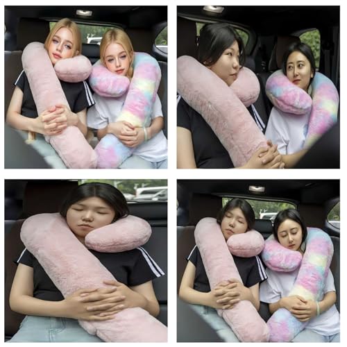 Car Travel Pillow, car Pillow for Kids and Adults, Ergonomic Travel Pillow Providing Neck and Body Support, a Sleep aid, Children's Travel Pillow -Pink - color: Pink