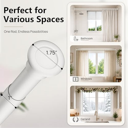 Tension Curtain Rod by EZFurni, 35 to 76 Inches, Spring Loaded Curtain Rods No Drilling, Renter Friendly Tension Rod for Closet, Window, Bathroom, Anti-slip, Screwless, White - color: White, size: 35-76 Inches