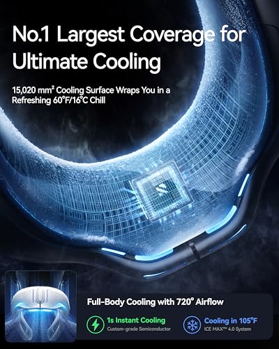 RANVOO AICE LITE Plus 2025 Max Cooling Airflow [No.1 Coolest & Most Durable] Neck Air Conditioner, Ultimate Immersive Personal AC 6,000 mAh Rechargeable Neck Fan Blow Cold Air, Gifts for Mom Dad, Blue - color: Blue