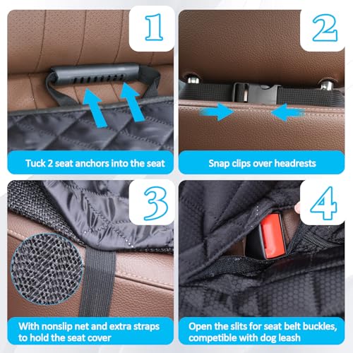 Dog Car Seat Cover for Back Seat Pet Cover for Dogs Waterproof Car Seat Protector Bench Seat Cover, Scratchproof Nonslip Durable Car Seat Covers for SUV,Truck &Cars (Standard Size:52W*48L) - size: 52"W*48"L