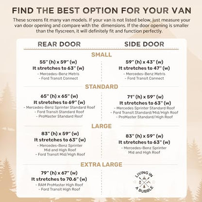 Living in a Bubble Van Bug Screen for RAM Promaster High Roof and Other Campervans, Universal Size Rear Door Flyscreen Mosquito Net, Center Zipper Closure