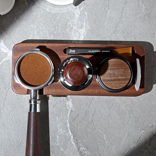 Bincoo 51/53mm Espresso Tamping Station - Sapele Coffee Bar Organizer with Non-Slip Mat, Multi-Slot Design for Counter, Holds Tamper,Distributor, Basket Holder - size: 51MM