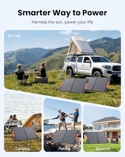 SOLUPUP 100W Portable Solar Panel for Power Station - 24% Efficiency Bifacial Solar Panels with MC4 Output, 5-in-1 Cable, IP65 Waterproof Foldable Solar Charger for RV Camping, Off-Grid, Blackouts