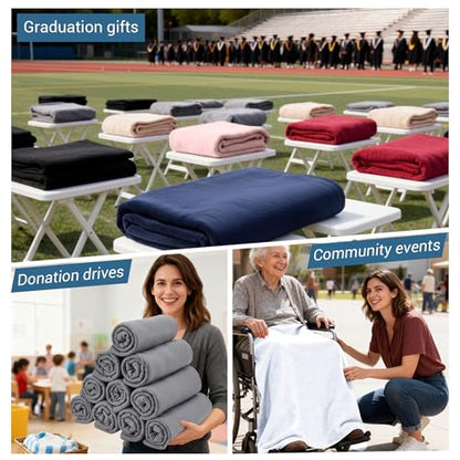 CULVE 24 Pack Fleece Throw Blanket 50x60 - Soft Lightweight Blankets in Bulk for Wedding, Gifts Pet Home Bed Sofa Couch Office Travel(Gray) - color: Gray
