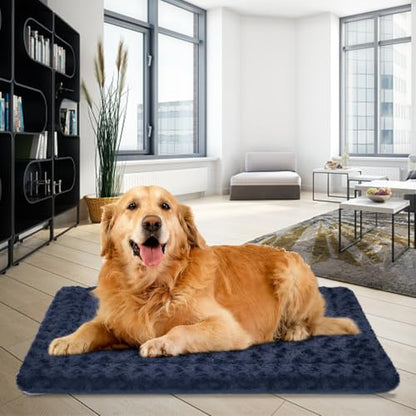 EMPSIGN Fancy Dog Bed Mat, Pet Bed Pad Reversible (Cool & Warm), Machine Washable Crate Pad, Pet Sleeping Mat for Small to XXX-Large Dogs, Navy, Star Pattern,XXL (48inch X30inch X1.1'') - color: Navy, size: XXL (47.2"x28.3"x1.1")