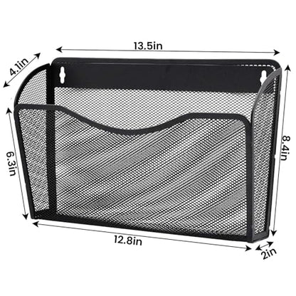 Gawerk 6 Pack Wall File Organizer, Mesh Wall File Pocket Mail Organizer Hanging Metal Vertical Wall Mounted File Holder for Office/Home - size: 6 Pack Wall Mounted