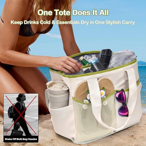 Odoland Soft Cooler Bag – Leakproof Insulated, Collapsible for Beach, Camping - color: White