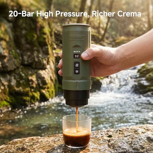 HIBREW H4C Classic - Portable Electric Espresso Machine, USB-C Rechargeable Coffee Maker with Removable Battery, Compatible with Ground Coffee & NS Capsules, Travel & Home(Green) - color: Green
