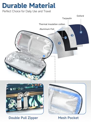 YOUSHARES Peptide Vials Cooler Travel Case - TSA Approved Diabetic Insulin Vial Cooling Bag with Protective Ice Brick, Refrigerated Diabetes Supplies Organizer, GLP-1 Medication Storage - color: 01_camellia