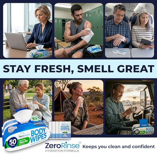 XL Body Wipes for Adults Bathing – 50 Ct + 4 Travel Shower Wipes 10 x 11.5" Thick Cleansing No Rinse Bath Wash Sheets for Elderly, Incontinence, Men & Women, Camping Essentials Disposable Washcloths - size: 54 Count (Pack of 1)