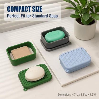 AIMAIAIMAI Leak-Proof Silicone Travel Soap Case with Drainage Lid/Layer, Compact Bar Soap Container, Durable Soap Holder for Camping, Gym, and Travel Size Toiletries (Gray) - color: Gray