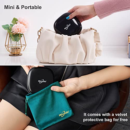 Mocado Compact LED Magnifying Travel Makeup-Mirror - 4 inches 1X/10X Magnification Small Hand Pocket Dimmable Double Sided USB Rechargeable Touch Screen, Portable Tabletop Cosmetic (Black) - color: Black
