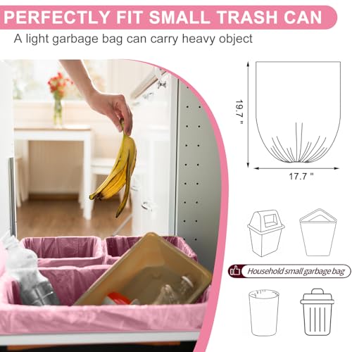 5 Rolls Small Trash Garbage Bags, 2.6 Gallon Strengthen Trash Bags, Durable Plastic Bags for Kitchen Office Home Bedroom Garden Waste Bin, Fit 10 Liter Trash-Can-Liners, 100 Count (Pink) - color: Pink