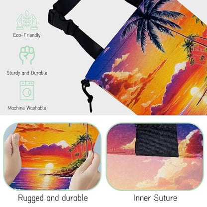 Beach Sunrise Car Garbage Bag,Palm Tree Waterproof Small Car Trash Bag Hanging Back of Seat,Drawstring Hanging Car Trash Bag with Adjustable Buckle for Car Accessories - color: Beach Sunrise