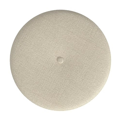 HomePop 18.5" Round Storage Ottoman with Nailheads - Cream Woven - color: Cream Woven