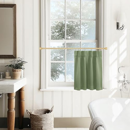 Lino Rosa Small Window Curtains 18 Inch, Blackout Pinch Pleat Cafe Mini Half Curtains for Kitchen, RV Camper & Bathroom Window, Sage Green - color: Sage Green, size: 24"W x 18"L (Pack of 1)