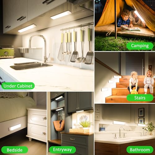 Motion Sensor Under Cabinet Lights, Magnetic Rechargeable Under Counter Closet Light, Wireless Night Light Bar Stick-On, 2-Pack, Neutral White - color: Neutral White, size: 8 inch