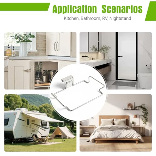 Trash Bag Holder, Stainless Steel Garbage Bag Holder Portable Under Sink Bag Hanger for Kitchen Cabinet Doors Bathroom