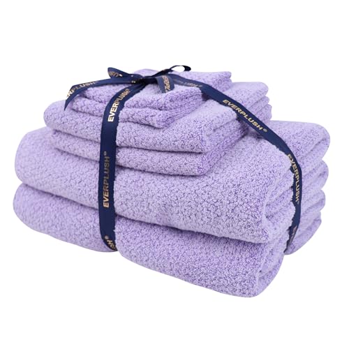 Everplush Diamond Collection 6-Piece Bath Sheet Set, Soft Plush Jacquard Luxury Bath Towels,Highly Absorbent & Fast-Drying Luxury Towels Sets for Bathroom,Shower, or Spa (Lavender, Bath Sheet 6PK) - color: Lavender, size: Bath sheet 6PK