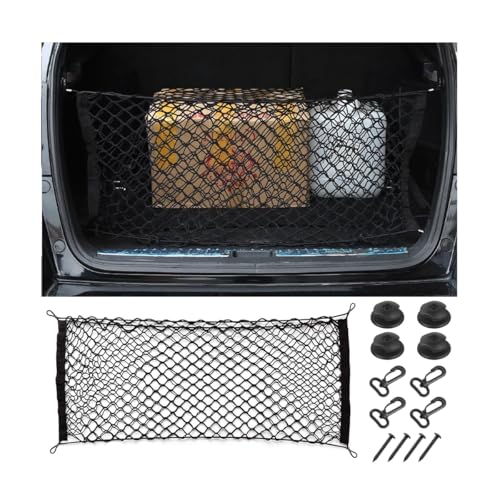 Car Rear Cargo Net, Adjustable Elastic Automotive Trunk Organizer Mesh Pouch Bag, Stretchable Cargo Storage Net, Vehicle Interior Accessories, Universal for RV, SUV, Truck (Large) - size: 43.31 x 15.75inches